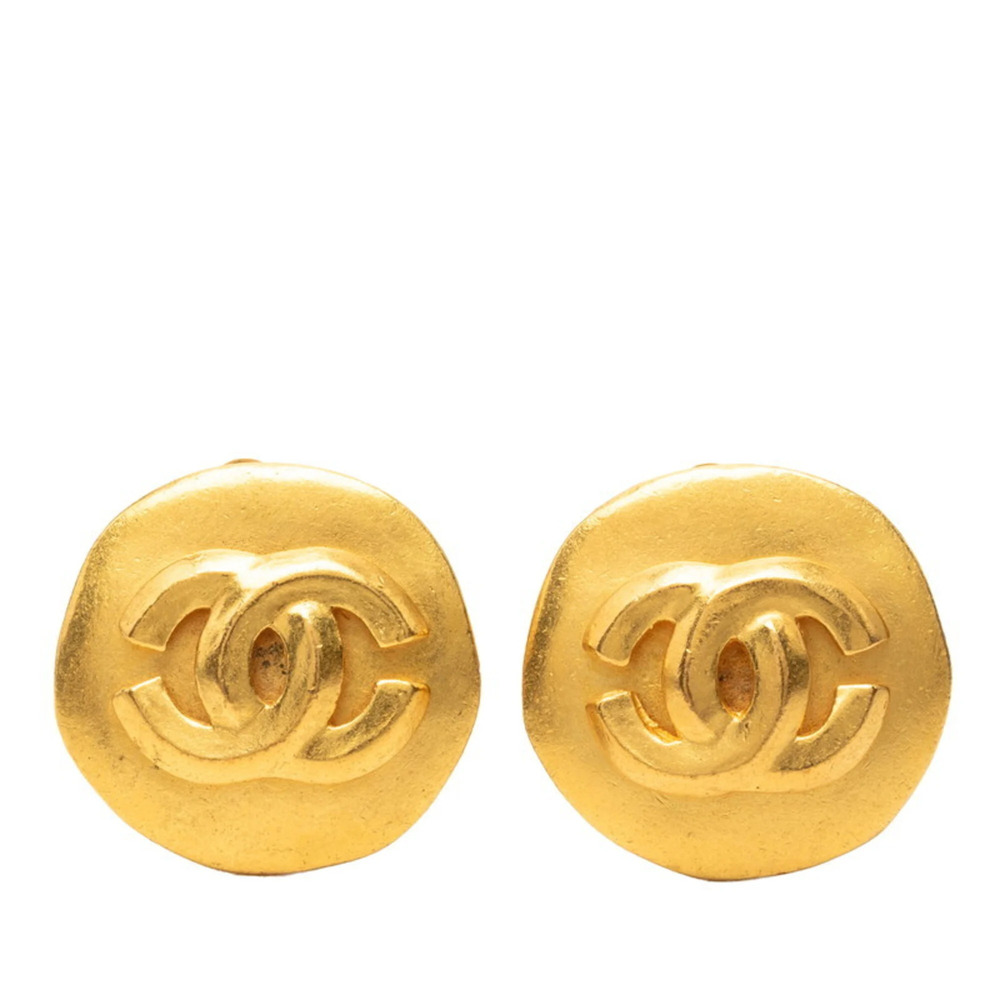 Chanel Vintage Coco Mark Earrings, Gold Plated, Women's CHANEL